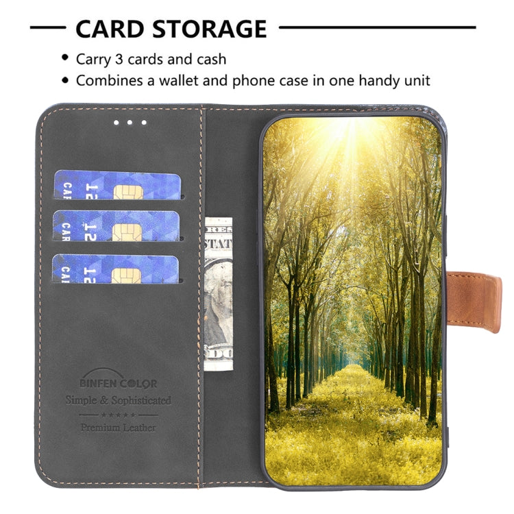 For Samsung Galaxy A12 BF11 Color Matching Skin Feel Leather Phone Case(Black) by buy2fix