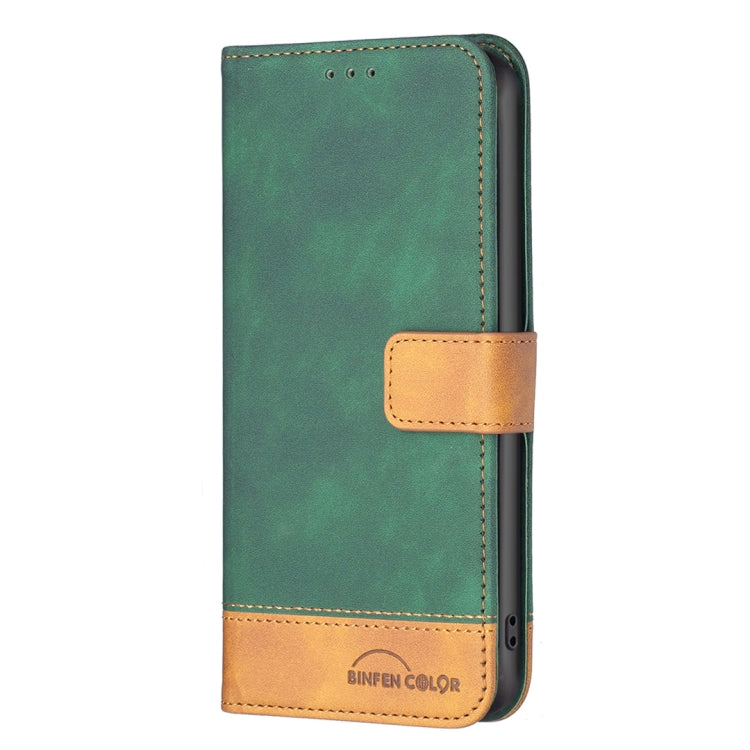 For Samsung Galaxy A12 BF11 Color Matching Skin Feel Leather Phone Case(Green) by buy2fix