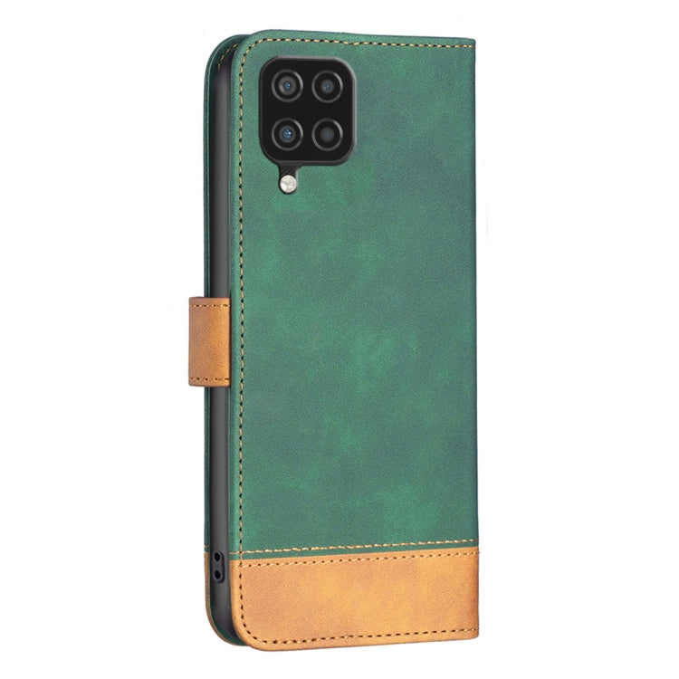 For Samsung Galaxy A12 BF11 Color Matching Skin Feel Leather Phone Case(Green) by buy2fix
