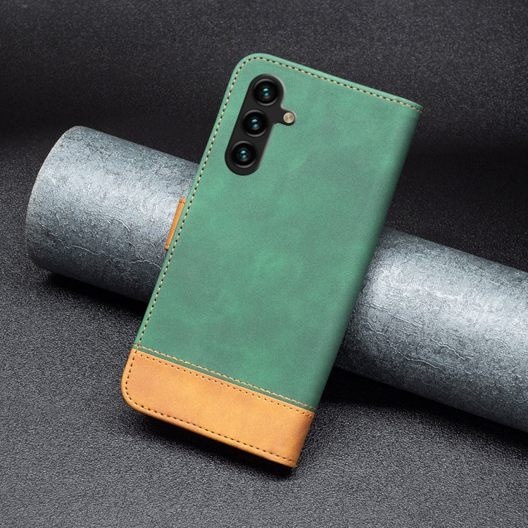 For Samsung Galaxy A13 5G BF11 Color Matching Skin Feel Leather Phone Case(Green) by buy2fix
