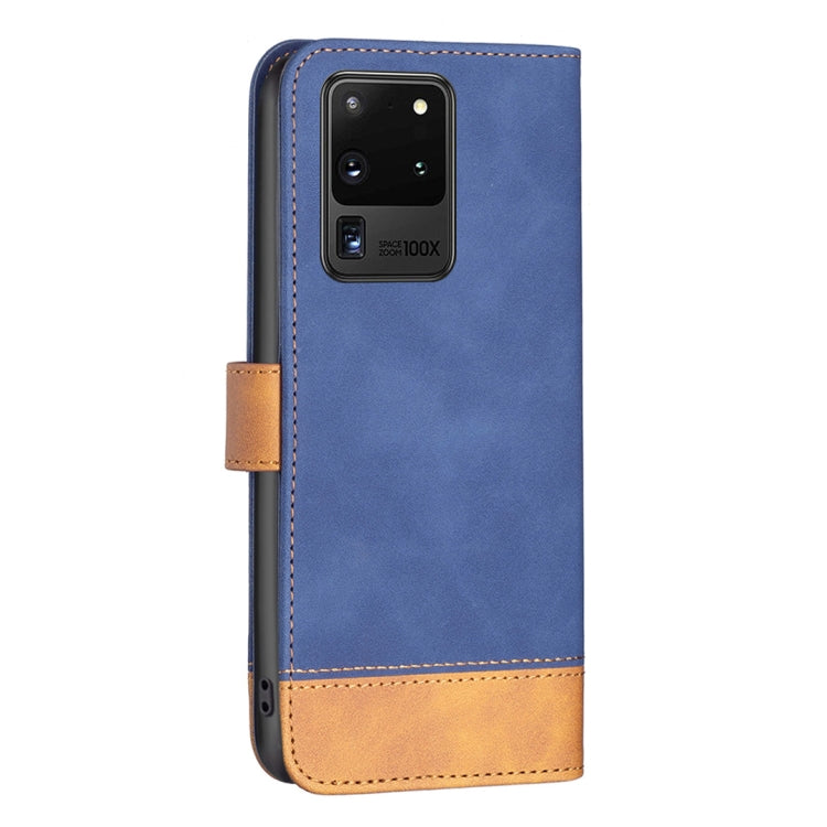 For Samsung Galaxy S20 Ultra BF11 Color Matching Skin Feel Leather Phone Case(Blue) by buy2fix