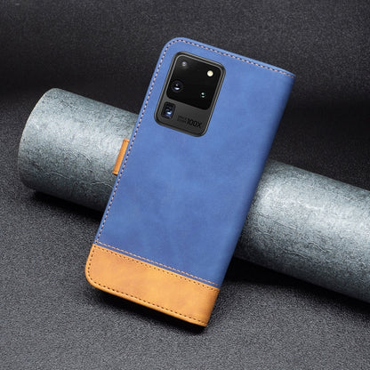 For Samsung Galaxy S20 Ultra BF11 Color Matching Skin Feel Leather Phone Case(Blue) by buy2fix