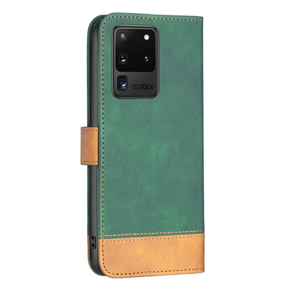 For Samsung Galaxy S20 Ultra BF11 Color Matching Skin Feel Leather Phone Case(Green) by buy2fix