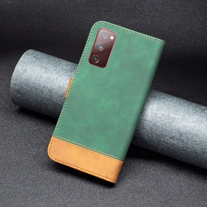 For Samsung Galaxy S20 FE BF11 Color Matching Skin Feel Leather Phone Case(Green) by buy2fix