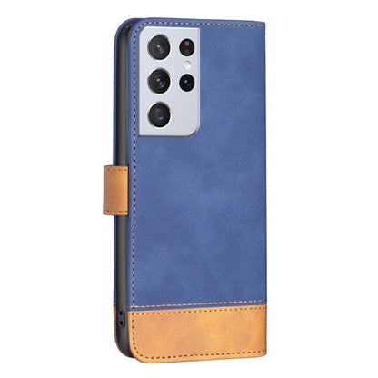 For Samsung Galaxy S21 Ultra 5G BF11 Color Matching Skin Feel Leather Phone Case(Blue) - Galaxy S21 Ultra 5G Cases by buy2fix | Online Shopping UK | buy2fix