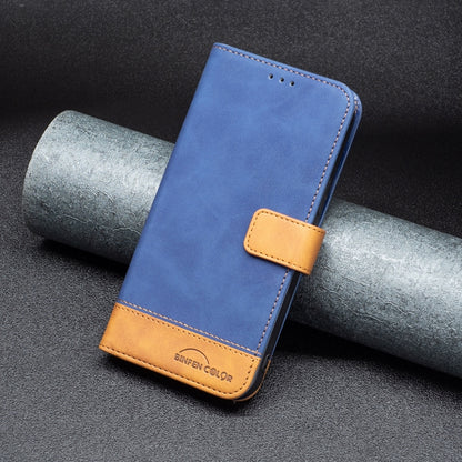 For Samsung Galaxy S21 Ultra 5G BF11 Color Matching Skin Feel Leather Phone Case(Blue) - Galaxy S21 Ultra 5G Cases by buy2fix | Online Shopping UK | buy2fix