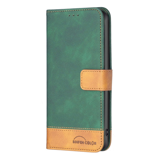 For Samsung Galaxy S21 Ultra 5G BF11 Color Matching Skin Feel Leather Phone Case(Green) - Galaxy S21 Ultra 5G Cases by buy2fix | Online Shopping UK | buy2fix
