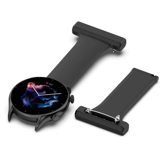 22mm Silicone Nurse Brooch Watch Band(Black) - 22mm Bands by buy2fix | Online Shopping UK | buy2fix