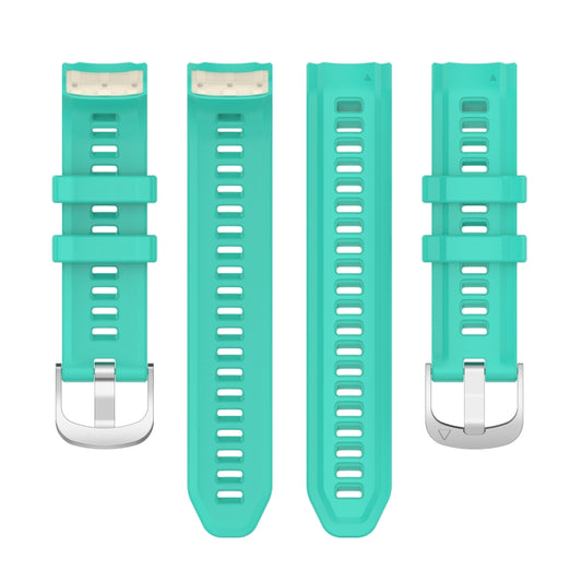 For Garmin Instinct 2S Silicone Stainless Steel Buckle Watch Band(Lake Green) - Watch Bands by buy2fix | Online Shopping UK | buy2fix
