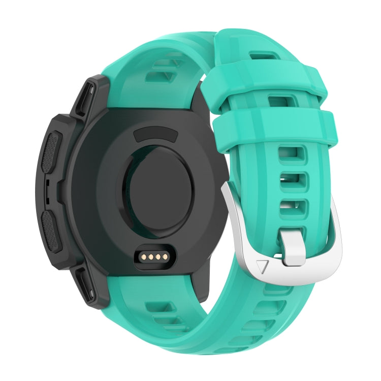 For Garmin Instinct 2S Silicone Stainless Steel Buckle Watch Band(Lake Green) - Watch Bands by buy2fix | Online Shopping UK | buy2fix