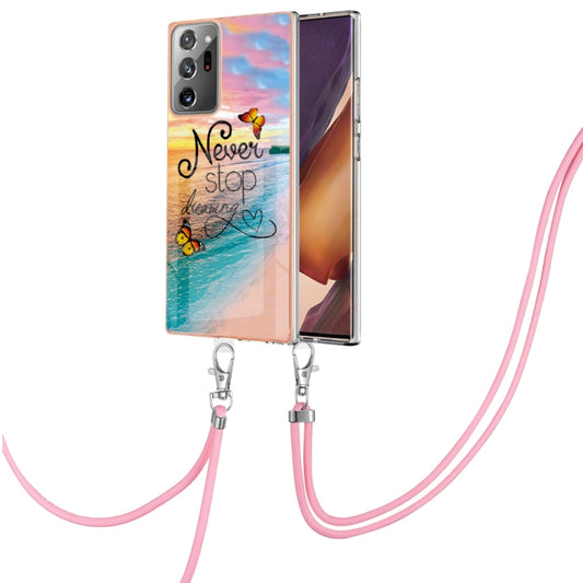 For Samsung Galaxy Note20 Ultra Electroplating IMD TPU Phone Case with Lanyard(Dream Butterfly) by buy2fix
