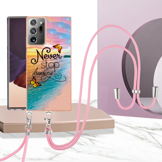 For Samsung Galaxy Note20 Ultra Electroplating IMD TPU Phone Case with Lanyard(Dream Butterfly) by buy2fix