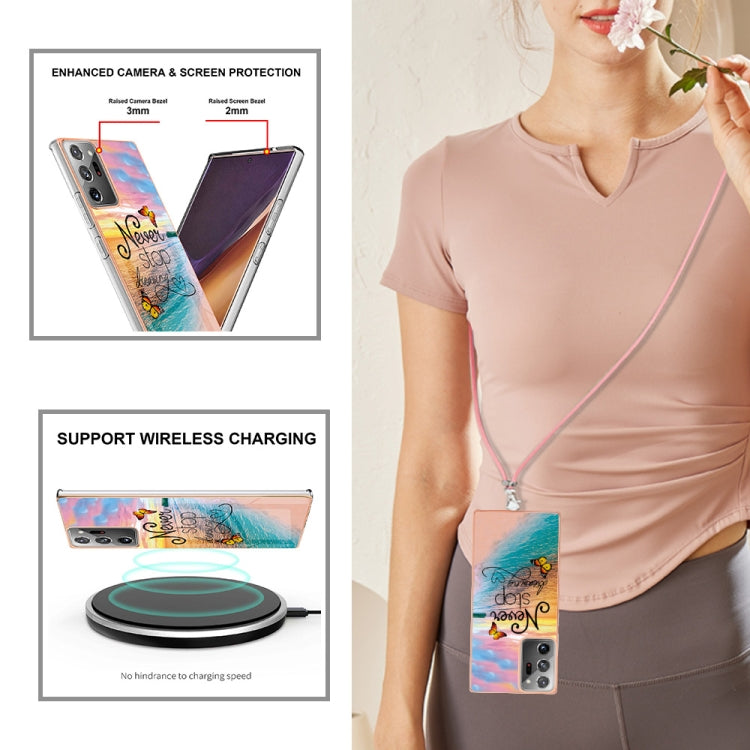 For Samsung Galaxy Note20 Ultra Electroplating IMD TPU Phone Case with Lanyard(Dream Butterfly) by buy2fix