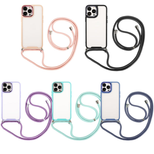 For iPhone 12 Electroplating Hawkeye Phone Case with Lanyard(Black) - iPhone 12 / 12 Pro Cases by buy2fix | Online Shopping UK | buy2fix
