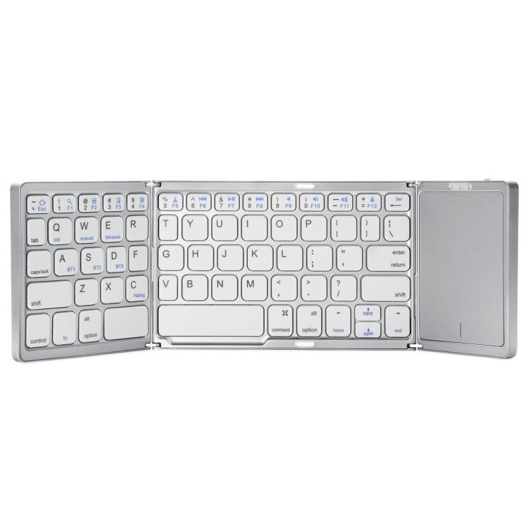 B089T Foldable Bluetooth Keyboard Rechargeable with Touchpad(Silver) by buy2fix