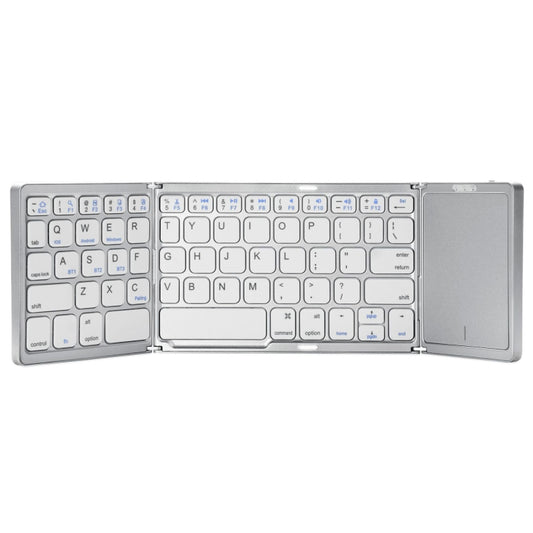 B089T Foldable Bluetooth Keyboard Rechargeable with Touchpad(Silver) by buy2fix