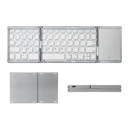 B089T Foldable Bluetooth Keyboard Rechargeable with Touchpad(Silver) by buy2fix