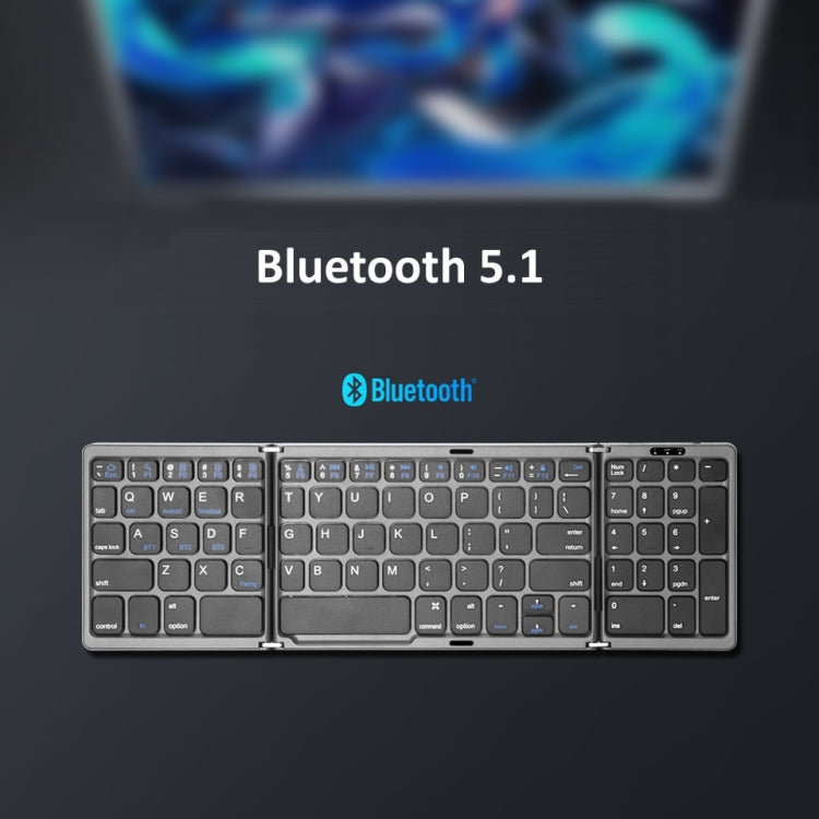 B089T Foldable Bluetooth Keyboard Rechargeable with Touchpad(Grey) by buy2fix
