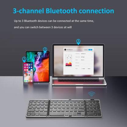 B089T Foldable Bluetooth Keyboard Rechargeable with Touchpad(Black) by buy2fix