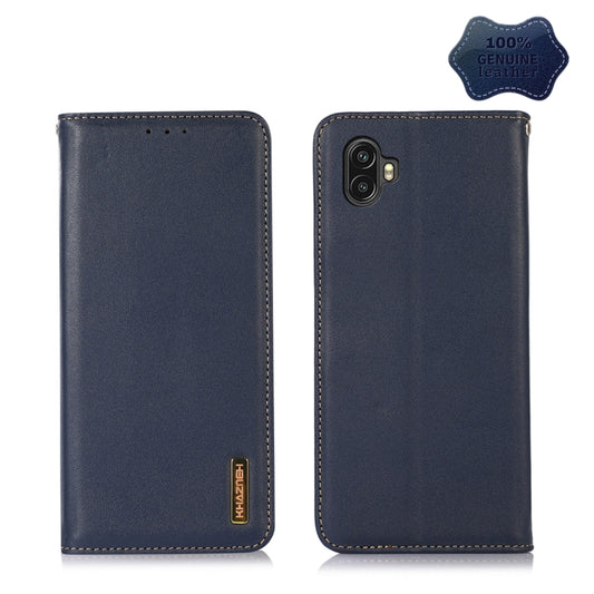 For Samsung Galaxy Xcover6 Pro KHAZNEH Nappa Top Layer Cowhide Leather Phone Case(Blue) by buy2fix
