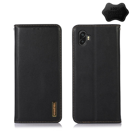 For Samsung Galaxy Xcover6 Pro KHAZNEH Nappa Top Layer Cowhide Leather Phone Case(Black) by buy2fix