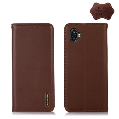 For Samsung Galaxy Xcover6 Pro KHAZNEH Nappa Top Layer Cowhide Leather Phone Case(Brown) by buy2fix