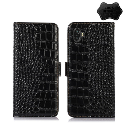 For Samsung Galaxy Xcover6 Pro Crocodile Top Layer Cowhide Leather Phone Case(Black) by buy2fix