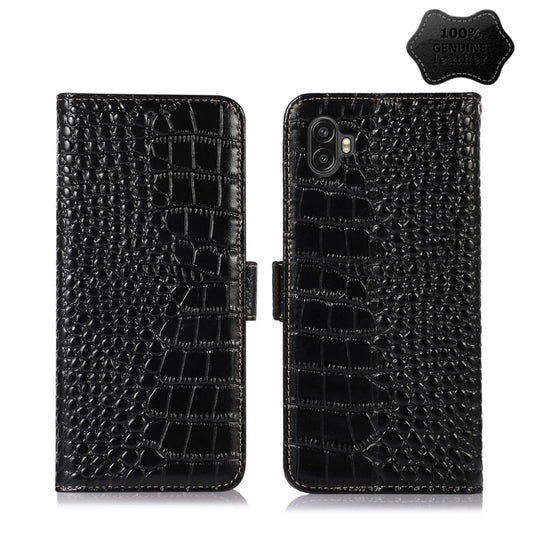For Samsung Galaxy Xcover6 Pro Crocodile Top Layer Cowhide Leather Phone Case(Black) by buy2fix