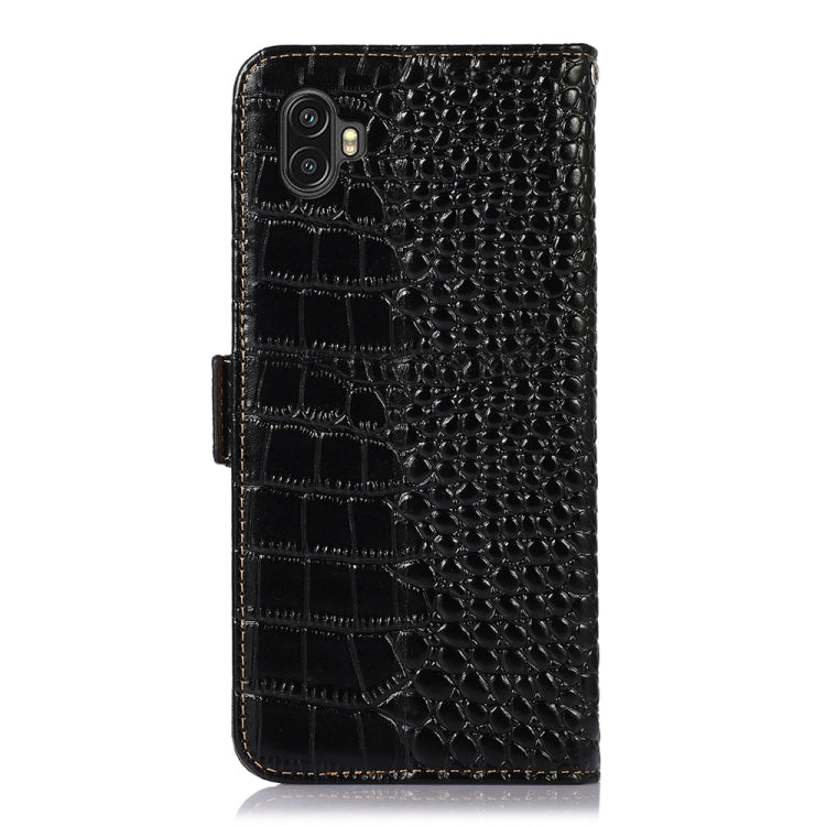 For Samsung Galaxy Xcover6 Pro Crocodile Top Layer Cowhide Leather Phone Case(Black) by buy2fix