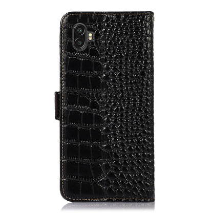 For Samsung Galaxy Xcover6 Pro Crocodile Top Layer Cowhide Leather Phone Case(Black) by buy2fix