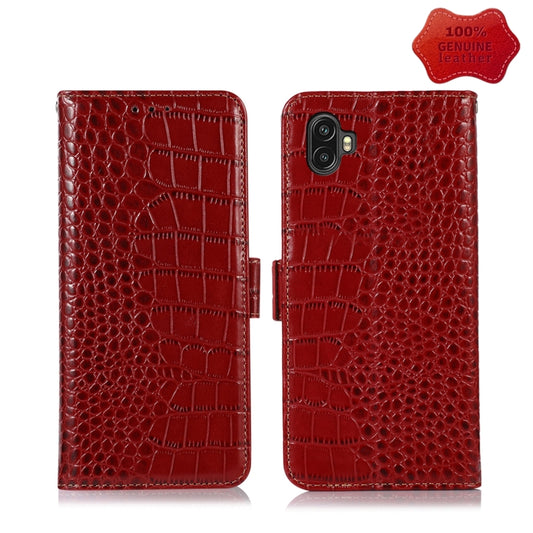 For Samsung Galaxy Xcover6 Pro Crocodile Top Layer Cowhide Leather Phone Case(Red) by buy2fix