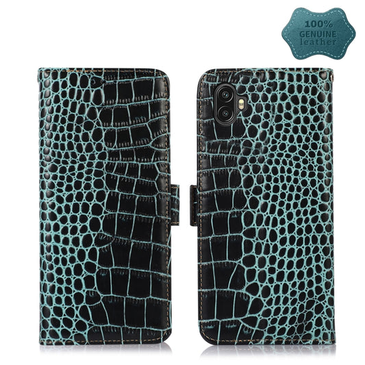 For Samsung Galaxy Xcover6 Pro Crocodile Top Layer Cowhide Leather Phone Case(Green) by buy2fix