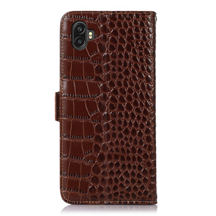 For Samsung Galaxy Xcover6 Pro Crocodile Top Layer Cowhide Leather Phone Case(Brown) by buy2fix