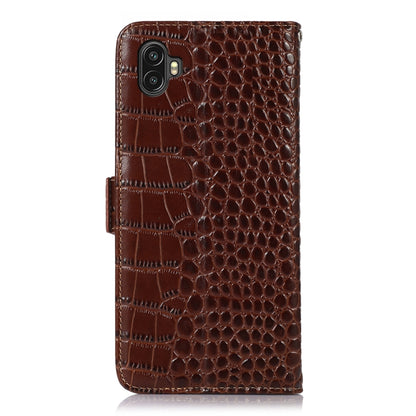 For Samsung Galaxy Xcover6 Pro Crocodile Top Layer Cowhide Leather Phone Case(Brown) by buy2fix