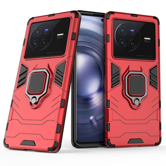 For vivo X80 5G PC + TPU Shockproof Protective Phone Case with Magnetic Ring Holder(Red) - vivo Cases by buy2fix | Online Shopping UK | buy2fix
