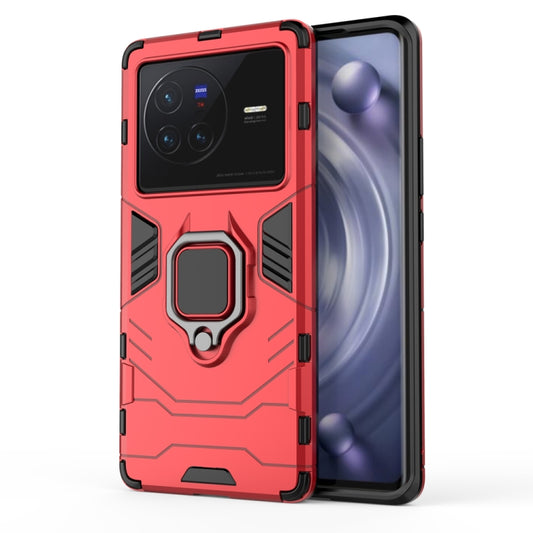 For vivo X80 5G PC + TPU Shockproof Protective Phone Case with Magnetic Ring Holder(Red) - vivo Cases by buy2fix | Online Shopping UK | buy2fix