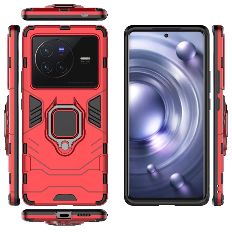 For vivo X80 5G PC + TPU Shockproof Protective Phone Case with Magnetic Ring Holder(Red) - vivo Cases by buy2fix | Online Shopping UK | buy2fix