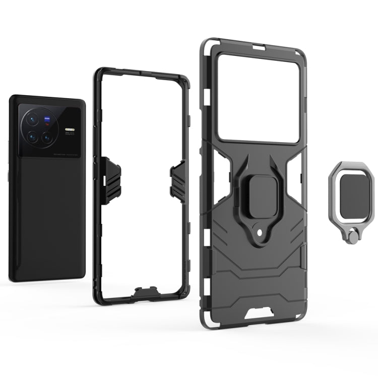 For vivo X80 5G PC + TPU Shockproof Protective Phone Case with Magnetic Ring Holder(Red) - vivo Cases by buy2fix | Online Shopping UK | buy2fix