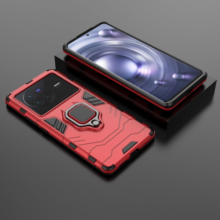 For vivo X80 5G PC + TPU Shockproof Protective Phone Case with Magnetic Ring Holder(Red) - vivo Cases by buy2fix | Online Shopping UK | buy2fix