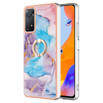 For Xiaomi Redmi Note 11 Pro 5G / 4G Global Electroplating IMD TPU Phone Case with Ring(Blue Marble) by buy2fix