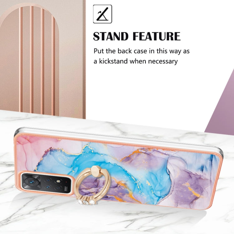 For Xiaomi Redmi Note 11 Pro 5G / 4G Global Electroplating IMD TPU Phone Case with Ring(Blue Marble) by buy2fix
