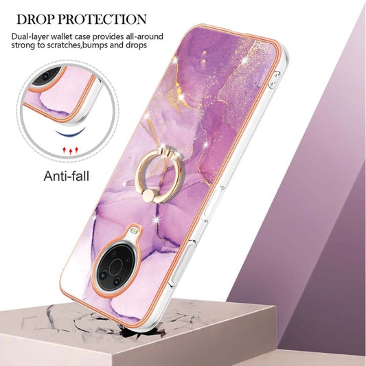 For Nokia G20 / G10 Electroplating Marble Pattern TPU Phone Case with Ring(Purple 001) by buy2fix