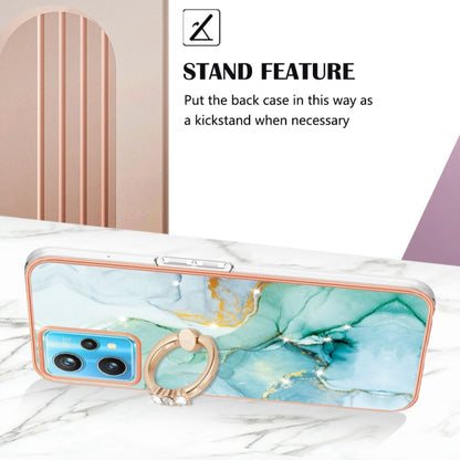 For OPPO Realme 9 Pro+ 5G Electroplating Marble Pattern TPU Phone Case with Ring(Green 003) - Realme Cases by buy2fix | Online Shopping UK | buy2fix