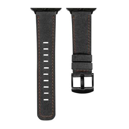Retro Leather Watch Band For Apple Watch Series 9&8&7 41mm / SE 3&SE 2&6&SE&5&4 40mm / 3&2&1 38mm(Black) - Watch Bands by buy2fix | Online Shopping UK | buy2fix