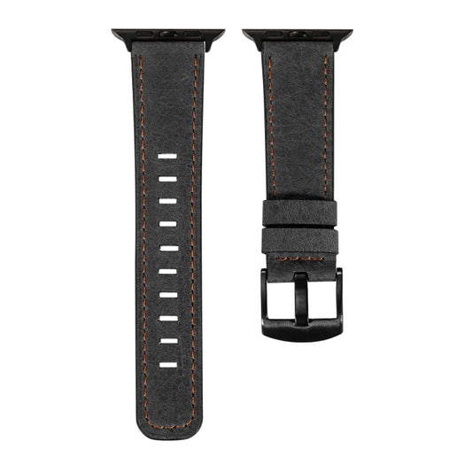 Retro Leather Watch Band For Apple Watch Series 9&8&7 41mm / SE 3&SE 2&6&SE&5&4 40mm / 3&2&1 38mm(Black) - Watch Bands by buy2fix | Online Shopping UK | buy2fix