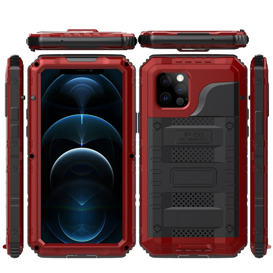 For iPhone 12 Pro Max Metal + Silicone Phone Case with Screen Protector(Red) - iPhone 12 Pro Max Cases by buy2fix | Online Shopping UK | buy2fix
