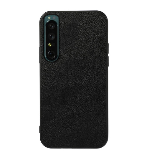 For Sony Xperia 1 IV Accurate Hole Two-color Litchi Texture PU Phone Case(Black) by buy2fix