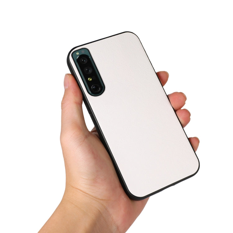 For Sony Xperia 1 IV Accurate Hole Two-color Litchi Texture PU Phone Case(Black) by buy2fix