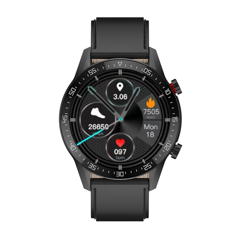 SK7Plus 1.28 inch IPS Screen Leather Strap Smart Watch, Support Bluetooth Call/Sleep Monitoring(Black) by buy2fix