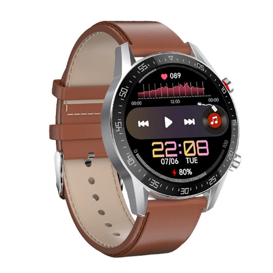 SK7Plus 1.28 inch IPS Screen Leather Strap Smart Watch, Support Bluetooth Call/Sleep Monitoring(Brown) by buy2fix